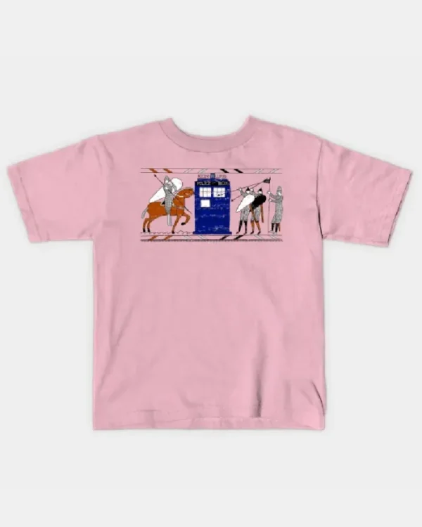 Tardis Bayeux Tapestry Doctor Who Kids pink T-Shirt