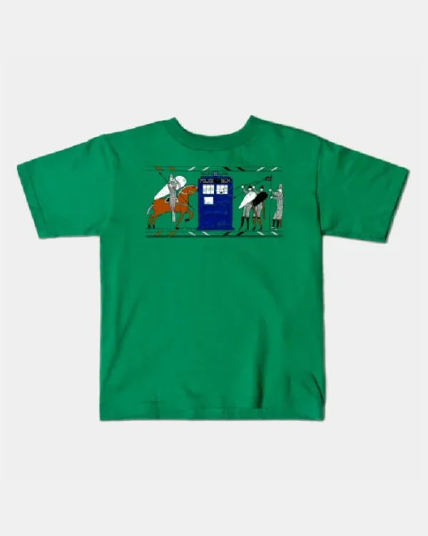 Tardis Bayeux Tapestry Doctor Who Kids green T-Shirt